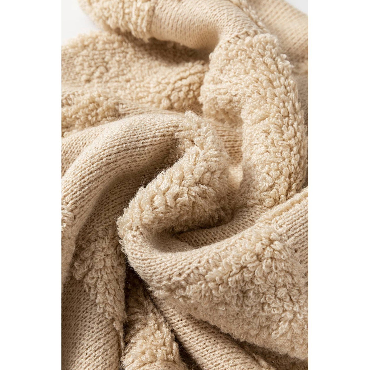 Parchment Checkered Sherpa Crew Neck Loose Sweater