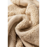 Parchment Checkered Sherpa Crew Neck Loose Sweater