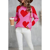 Heart Valentine's Day Crew Neck Long Sleeve Sweater JYYS235