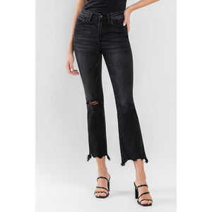 Black High Rise Ankle Bootcut Jeans