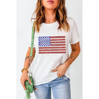 Shimmery USA Flag Graphic Tee | S-2XL