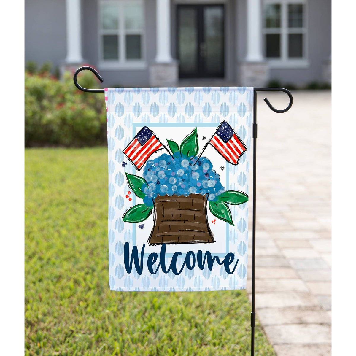 July 4th Garden Flag - Hydrangea Bouquet