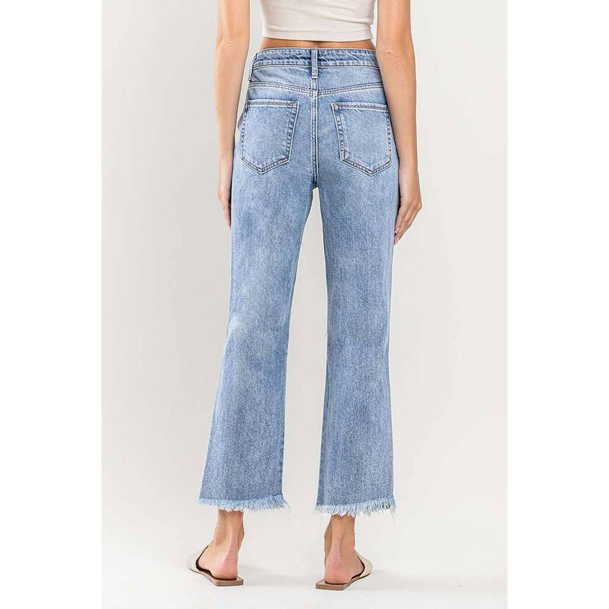 Super High Rise Distressed Vintage Straight Jeans