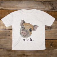 "Oink" Pig Country Western Casual Farm Summer Tee for Kids