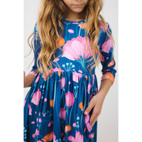 Poppies 3/4 Sleeve Pocket Twirl Dress