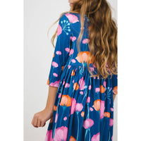 Poppies 3/4 Sleeve Pocket Twirl Dress