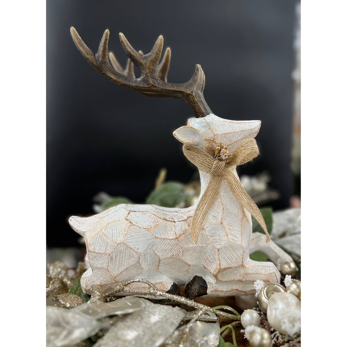 Resting Crackle Resin Deer 6x3x5in