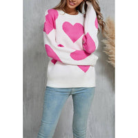 Heart Valentine's Day Crew Neck Long Sleeve Sweater JYYS235
