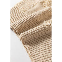 Parchment Checkered Sherpa Crew Neck Loose Sweater