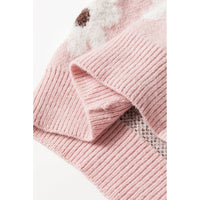 Women's Floral Pattern Half Zip Drop Shoulder Sweater