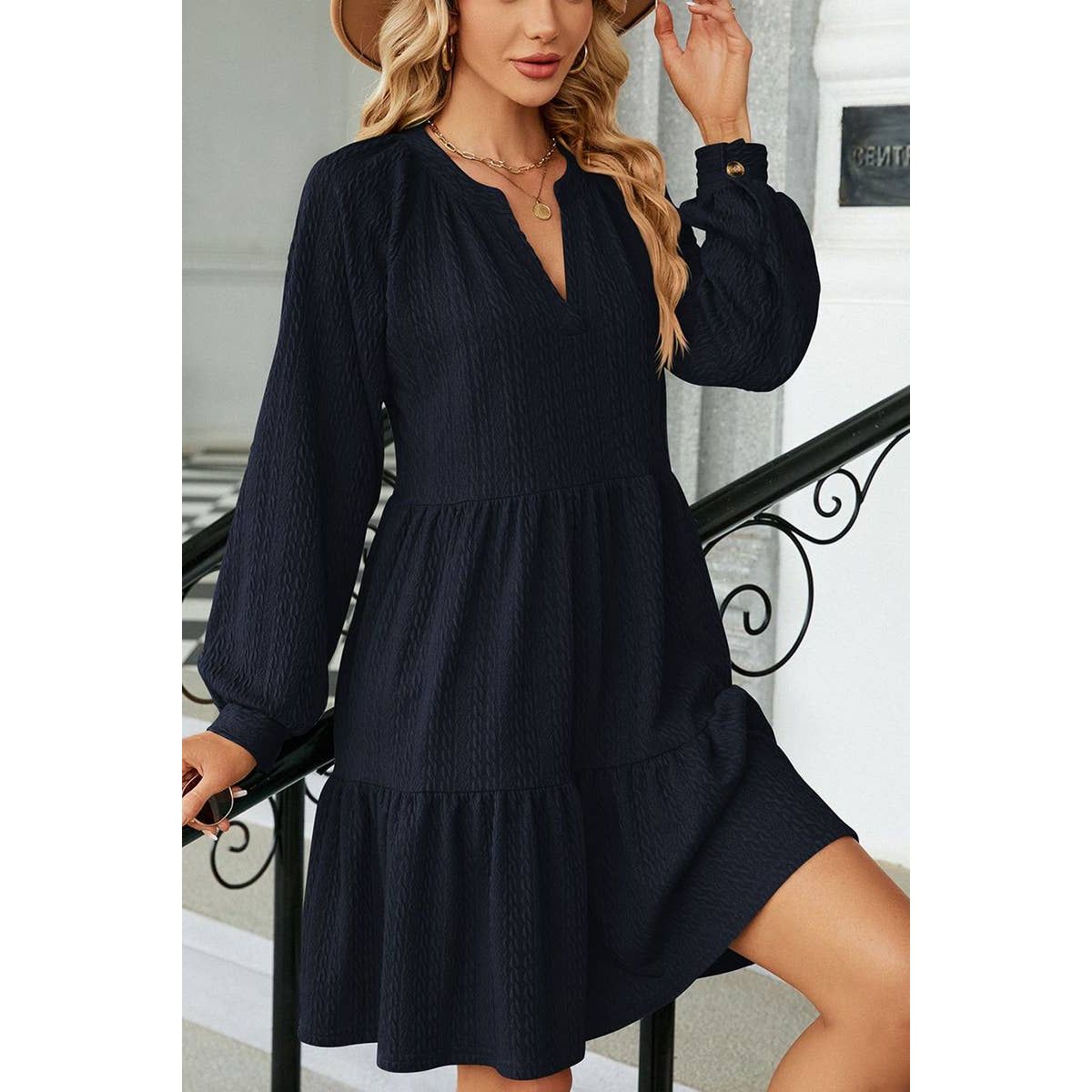 Women's Ruffled Long Sleeve Dress