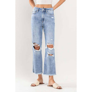 Super High Rise Distressed Vintage Straight Jeans