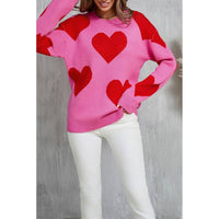 Heart Valentine's Day Crew Neck Long Sleeve Sweater JYYS235