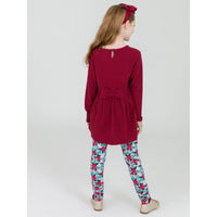 Girls Season's Greetings Ruched Bow Leggings