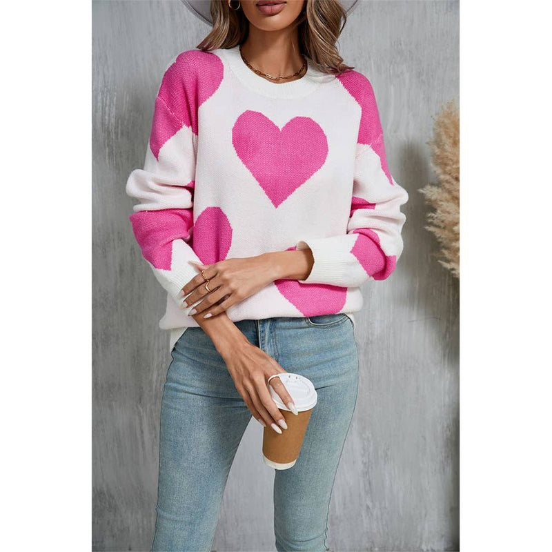Heart Valentine's Day Crew Neck Long Sleeve Sweater JYYS235