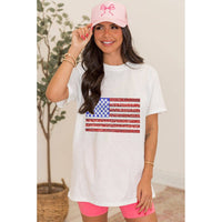 Shimmery USA Flag Graphic Tee | S-2XL