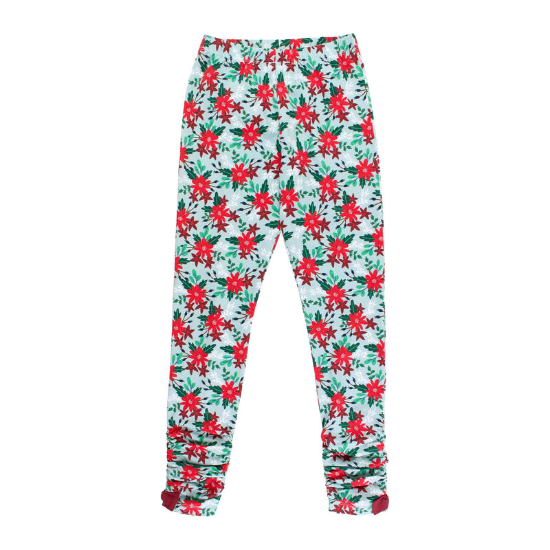 Girls Season's Greetings Ruched Bow Leggings