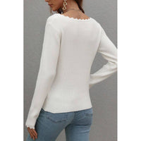 Deep V-Neck Knit Top