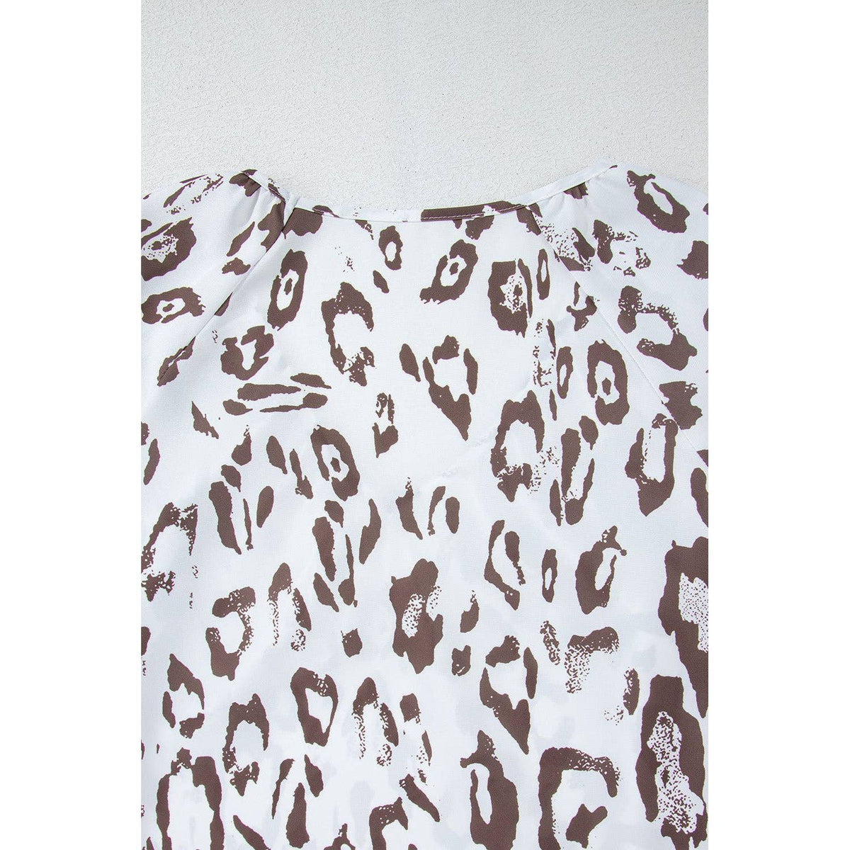 Leopard Print Ruched V Neck 3/4 Sleeve Blouse