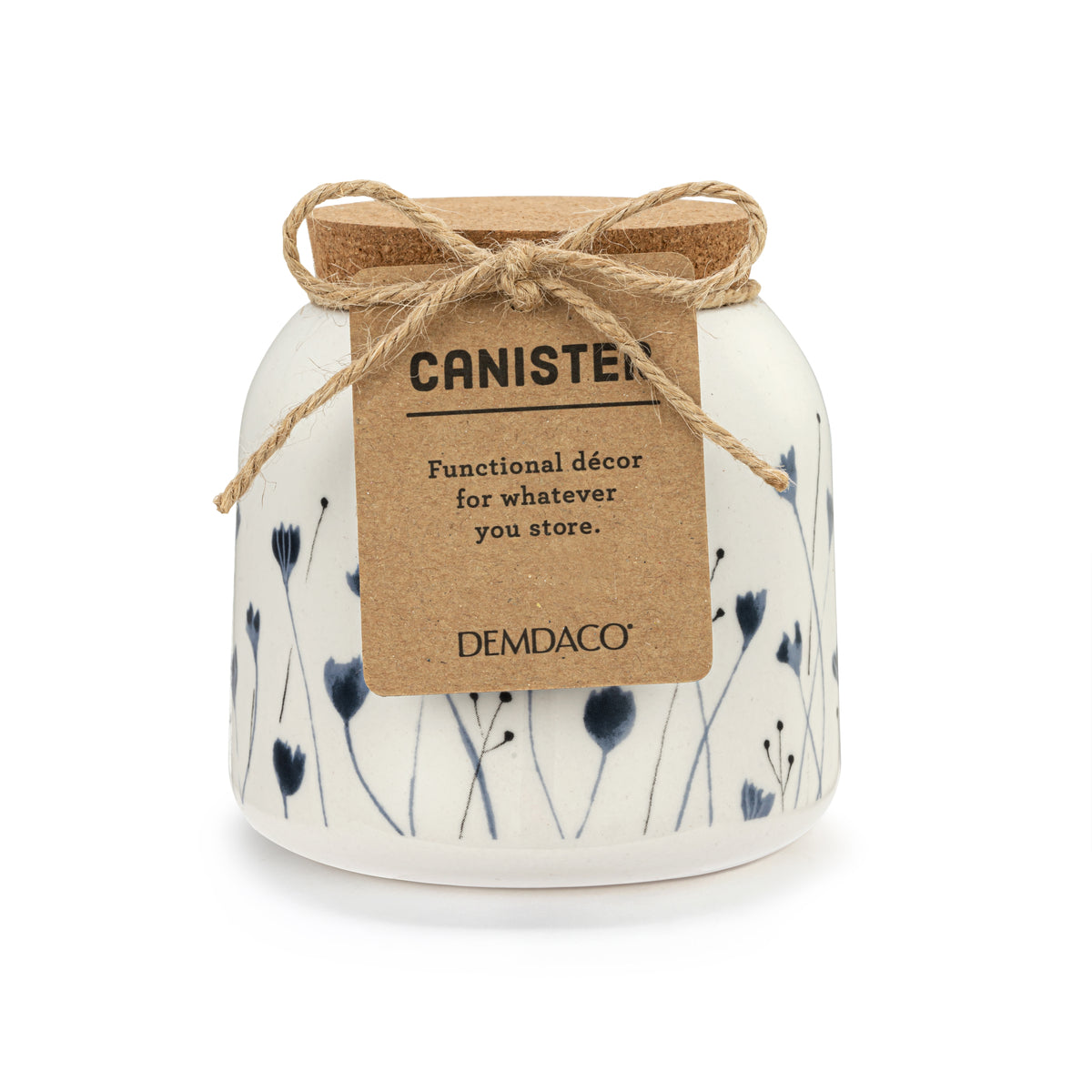 Blue Wildflowers Cork Lid Canister