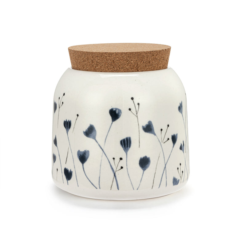 Blue Wildflowers Cork Lid Canister