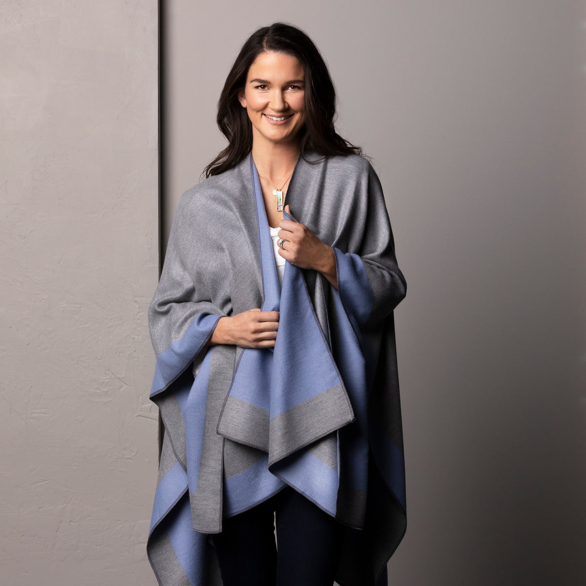 Reversible Kimono - Gray & Blue