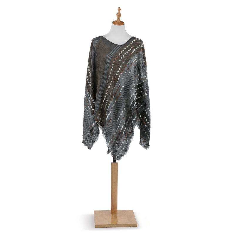 Textured Poncho - Gray Mix