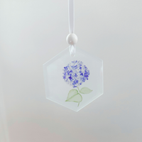 Window Charm -  Hand Painted Watercolor Hydrangea