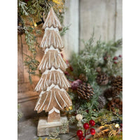 Whitewashed Wooden Pine Tree 4x12.5in