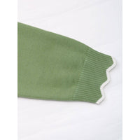 Zipper Pullover Round Neck Contrasting Edge Knitted Sweater