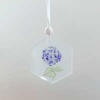 Window Charm -  Hand Painted Watercolor Hydrangea