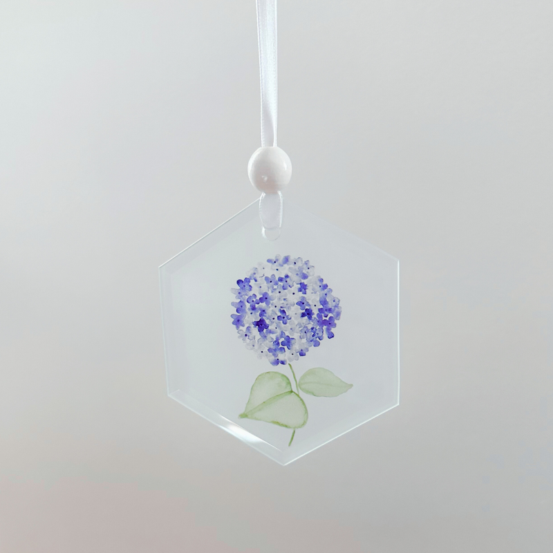 Window Charm -  Hand Painted Watercolor Hydrangea