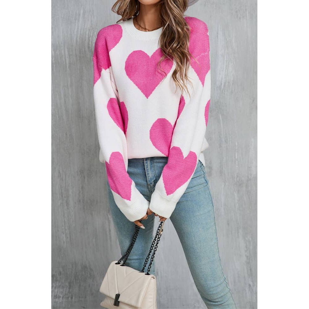 Heart Valentine's Day Crew Neck Long Sleeve Sweater JYYS235