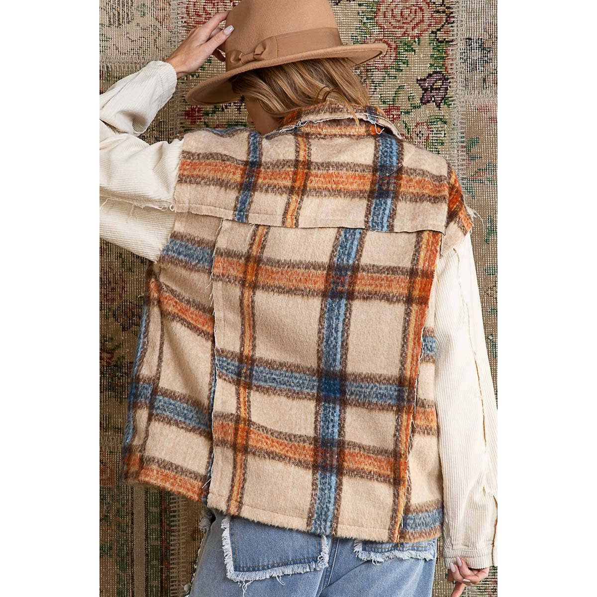 Women's Button Down Plaid Jacket