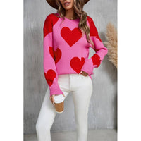 Heart Valentine's Day Crew Neck Long Sleeve Sweater JYYS235