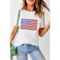 Shimmery USA Flag Graphic Tee | S-2XL
