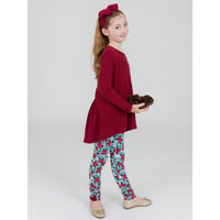 Girls Season's Greetings Ruched Bow Leggings