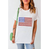 Shimmery USA Flag Graphic Tee | S-2XL