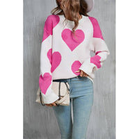 Heart Valentine's Day Crew Neck Long Sleeve Sweater JYYS235