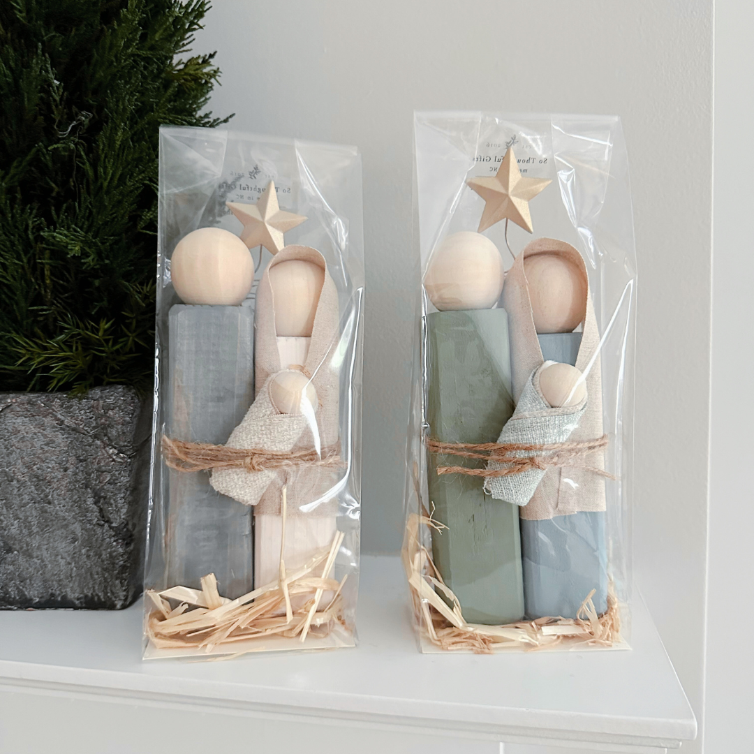 Simple Wooden Nativity Set | Hand-painted | Gift Wrapped