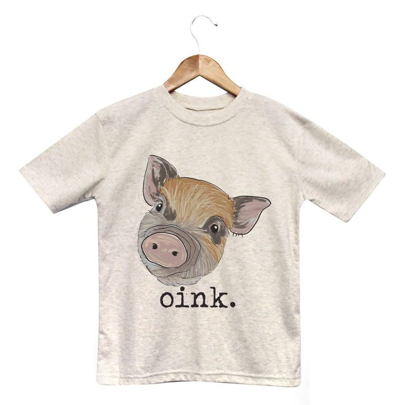 "Oink" Pig Country Western Casual Farm Summer Tee for Kids