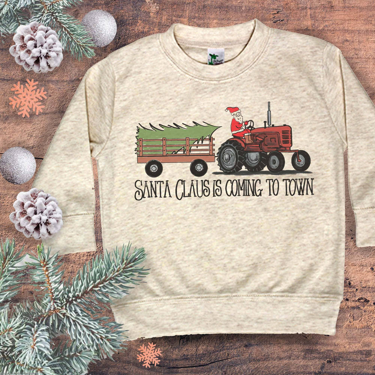 "Santa Claus is coming to town" Farm Tractor Christmas Shirt