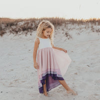 Girls  Hi-Lo Frills Lavender Ombre Spring Summer Tiered Dress