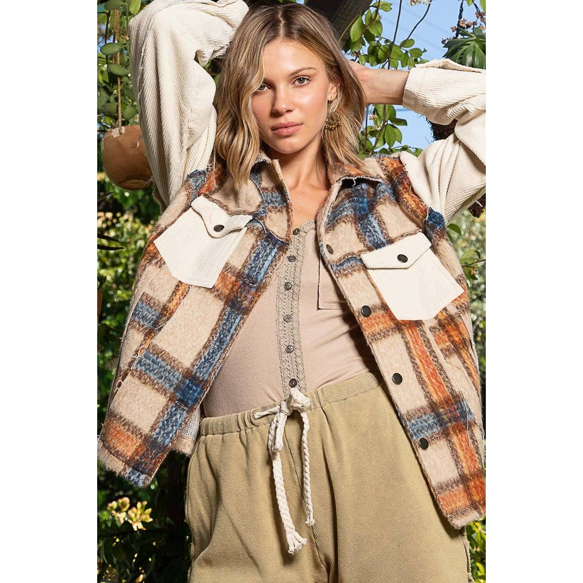 Women's Button Down Plaid Jacket