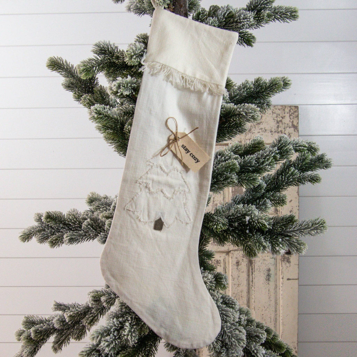 Stocking - Raggedy Tree with Fabric Tag