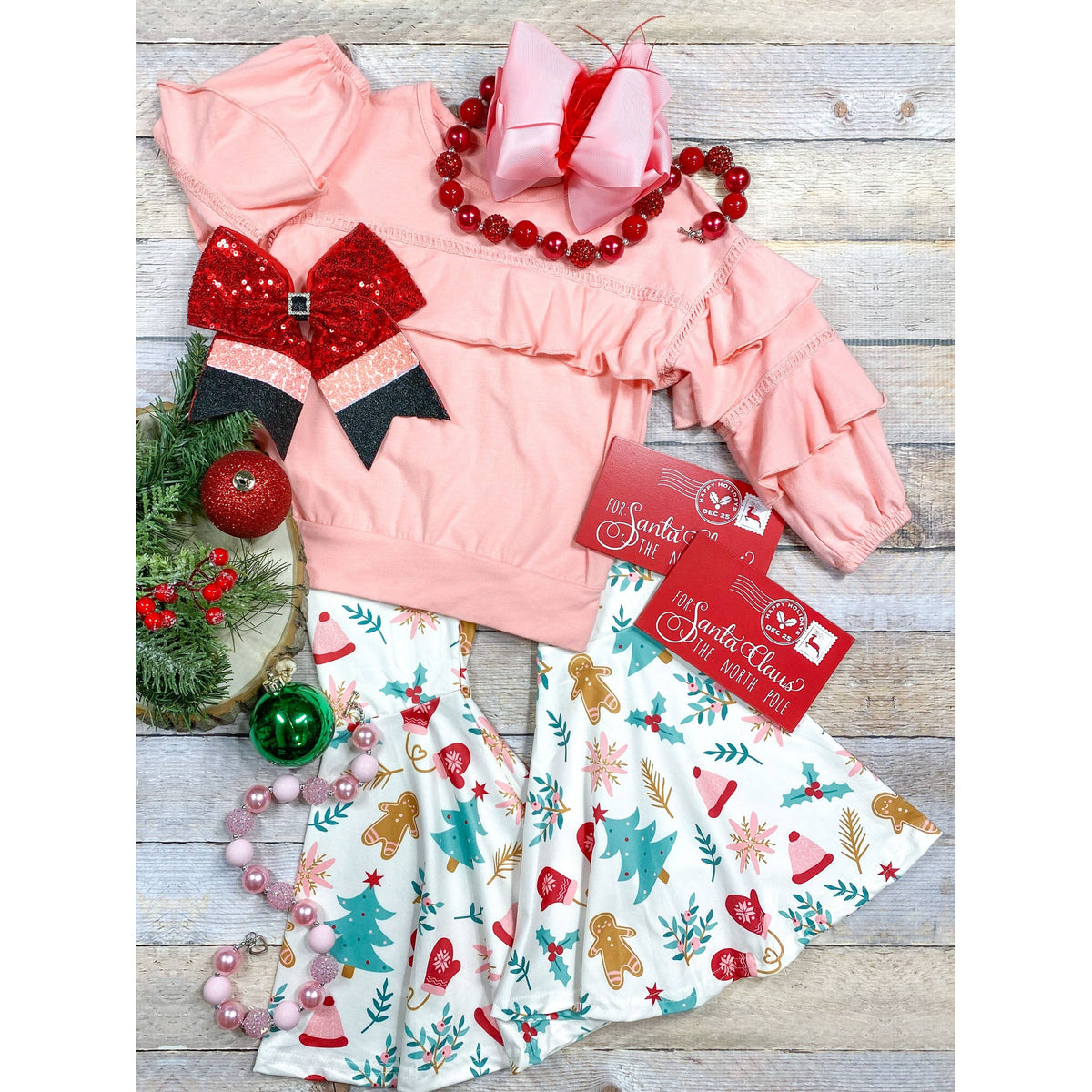 Winter Wonderland Pink Christmas Pants Set