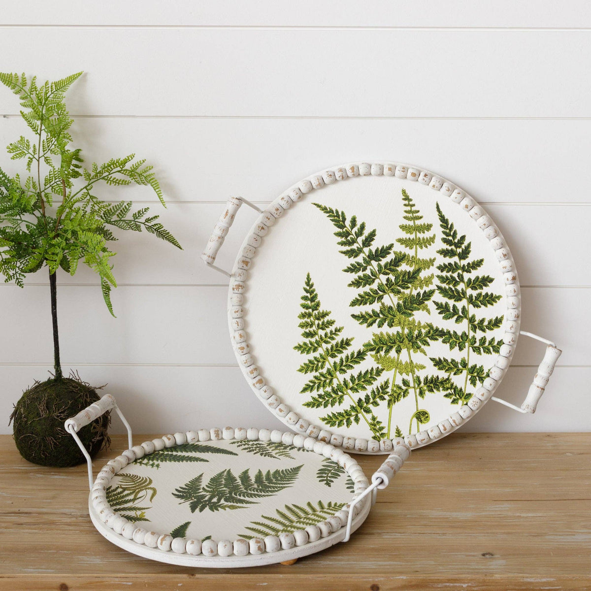 Round Beaded Fern Trays Set