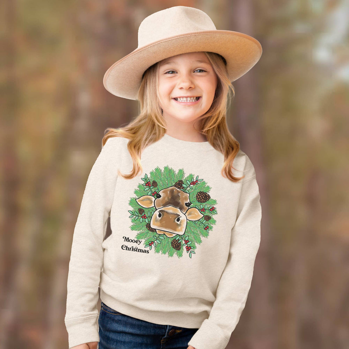 "Mooey Christmas" Cute Farm Cow Country Christmas Kid Shirt