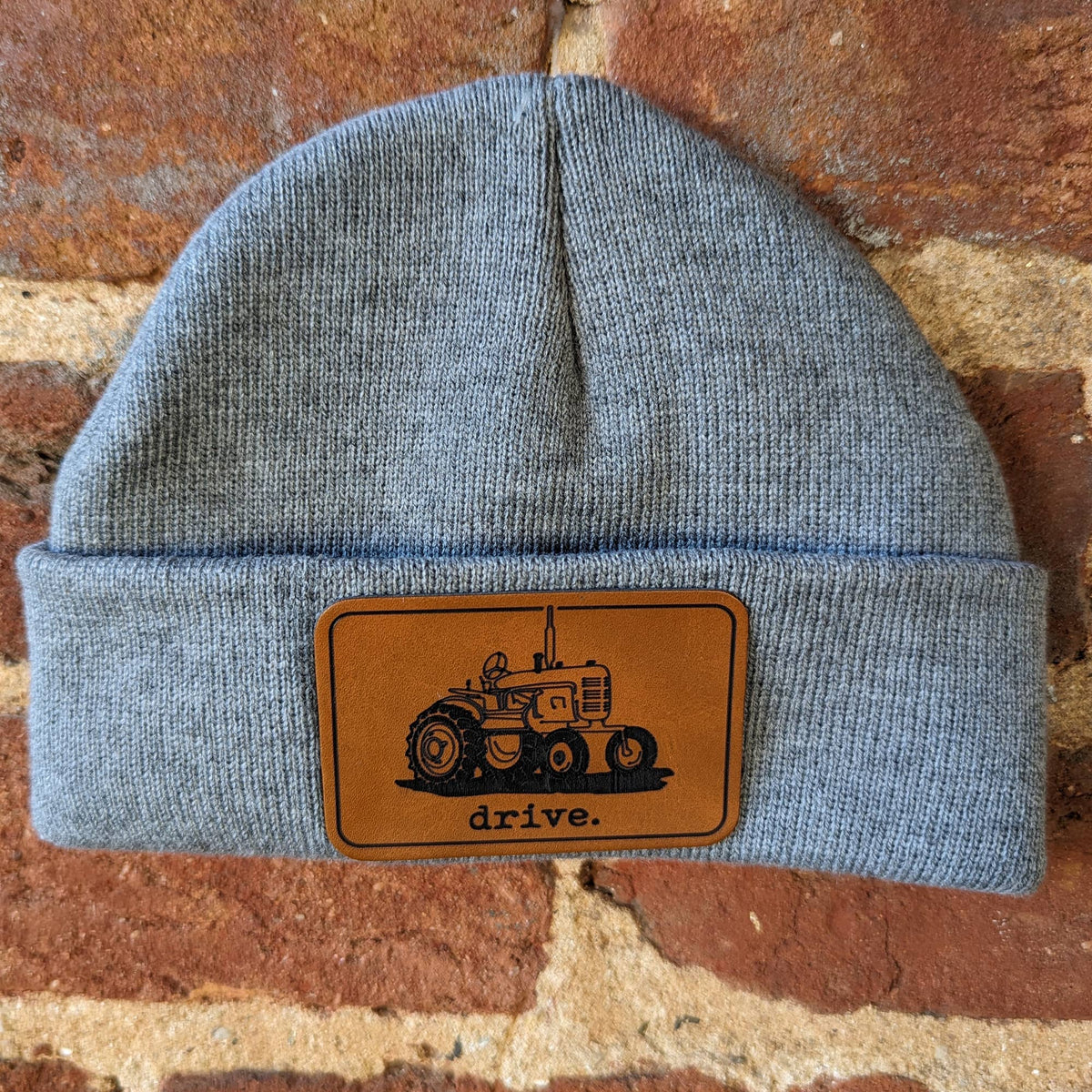 Drive Tractor Baby Beanie in Grey